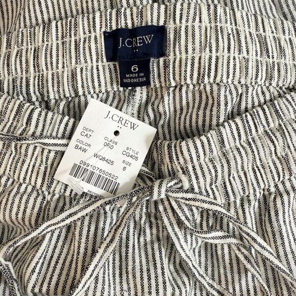 J.CREW Linen-Blend Slim Wide-Leg Drawstring Pant 6 Striped White Pull-On NWT B25 - Picture 4 of 6